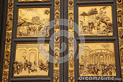 Ghiberti Paradise Baptistery Bronze Door Florence Editorial Stock Photo