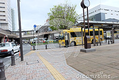 Ghibli Museum yellow bus at Mitaka Station Editorial Stock Photo