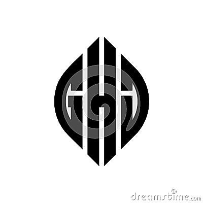 GHJ circle letter logo design with circle and ellipse shape. GHJ ellipse letters with typographic style. The three initials form a Vector Illustration