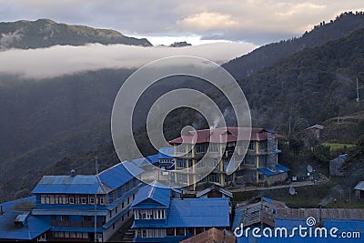 Ghorepani lodge in Himalayas Stock Photo