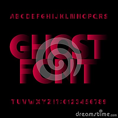 Ghost alphabet vector font. Type letters symbols and numbers. Vector Illustration