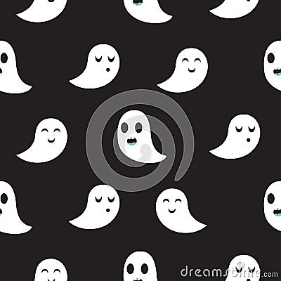 Ghost black seamless pattern. Vector Illustration