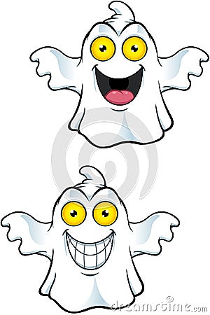 Ghost Character With Yellow Eyes Cartoon Illustration
