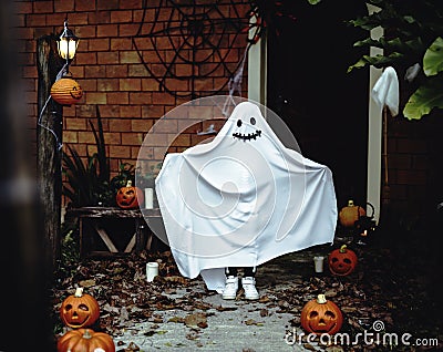 Ghost costume for Halloween party Stock Photo