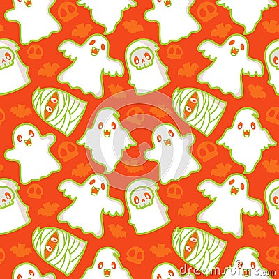 Ghost and Demon Pattern Vector Illustration