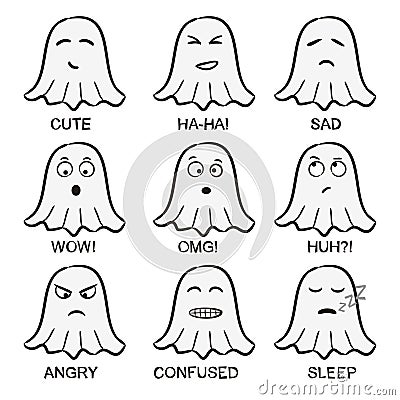 Ghost emoji in a protective mask Vector Illustration