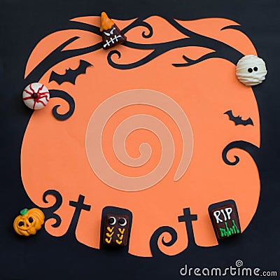 Ghost fancy chocolates on Halloween background Stock Photo