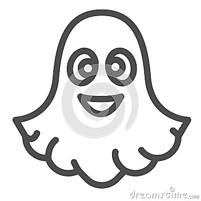 Ghost, halloween, spirit, funny, cute, spook line icon, halloween concept, specter vector sign on white background Vector Illustration