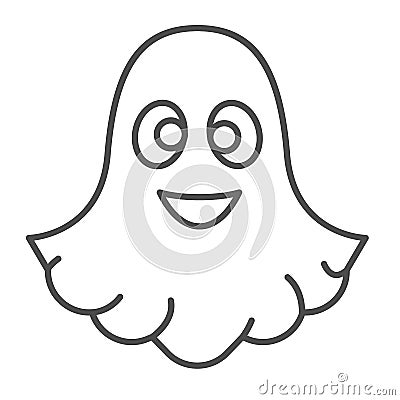 Ghost, halloween, spirit, funny, cute, spook thin line icon, halloween concept, specter vector sign on white background Vector Illustration