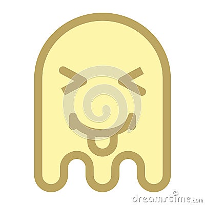 Ghost happy tongue face Vector Illustration