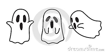 Ghost icon Halloween spooky cartoon illustration character doodle Cartoon Illustration