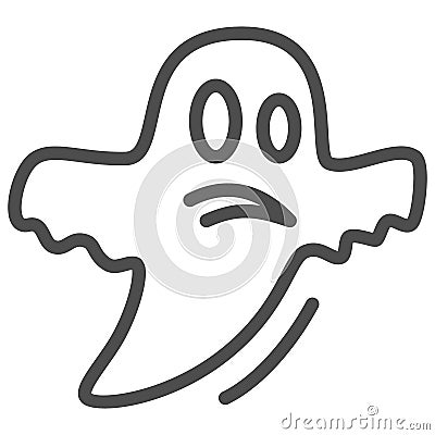 Ghost line icon, Halloween concept, Halloween specter sign on white background, Flying Ghost icon in outline style for Vector Illustration