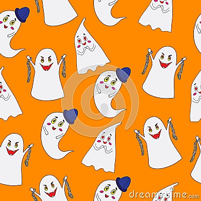 Ghost pattern on orange background Stock Photo