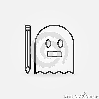 Ghost with pencil linear icon Vector Illustration