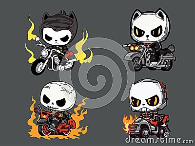 Ghost Rider Cat - Feline Avenger Vector Illustration