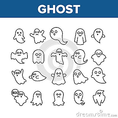 Ghost Spectre Funny Collection Icons Set Vector Vector Illustration