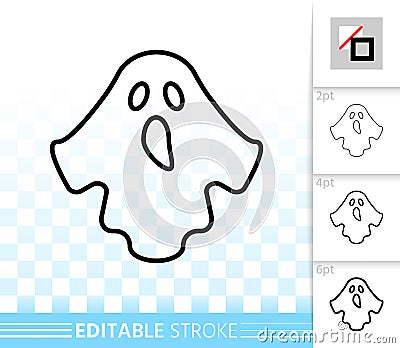 Halloween ghost simple black line vector icon Vector Illustration