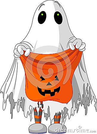 Ghost trick or treating Vector Illustration