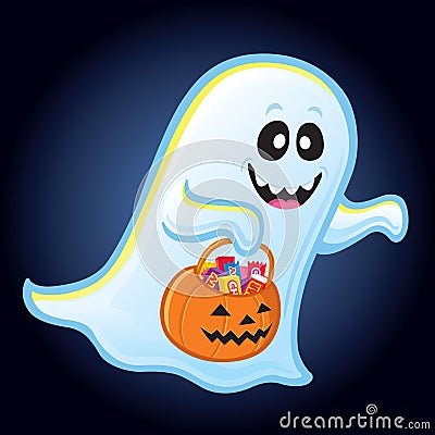 Ghost Trick or Treating Cartoon Illustration