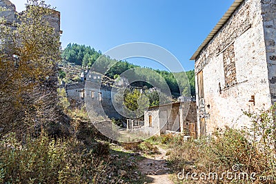 Ruins of abandoned village of Kayakoy in Turkey. Stock Photo