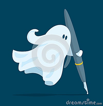 Ghost writer holding a pen Vector Illustration