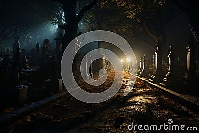 Ghostly Cemetery Path Shadows Shadows Shadows Stock Photo