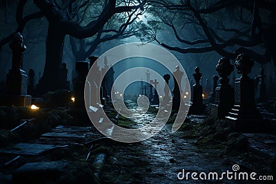 Ghostly Cemetery Path Shadows Shadows Shadows Stock Photo