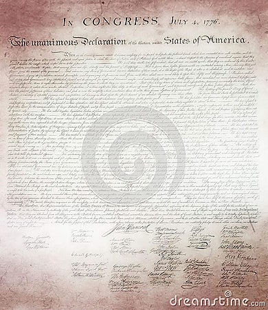 Ghostly version of The Declaration of Independence old document Editorial Stock Photo