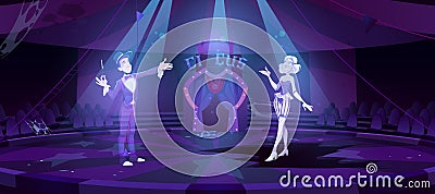 Ghosts on abandoned circus arena, dead artists Vector Illustration