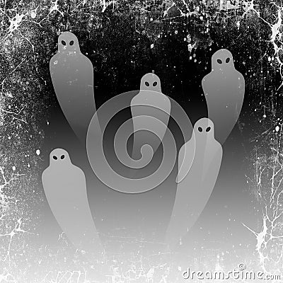 Ghosts in the Halloween night, grunge frame Stock Photo