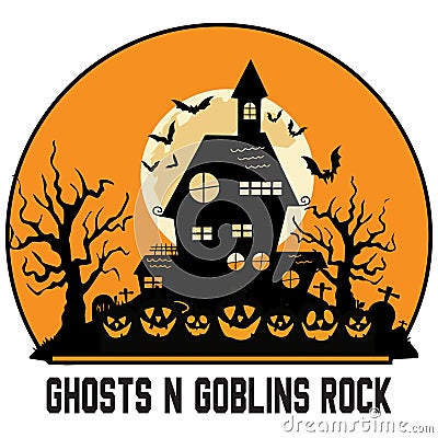 Ghosts N Goblins Rock Halloween t shirt Design Vector Illustration
