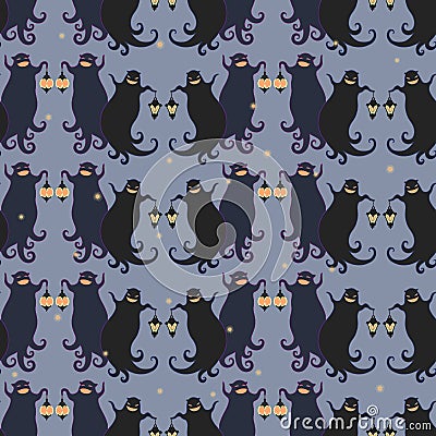 Ghosts party seamless pattern 4 Vector Illustration