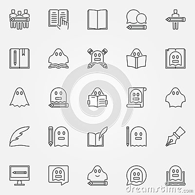 Ghostwriter icons set Vector Illustration