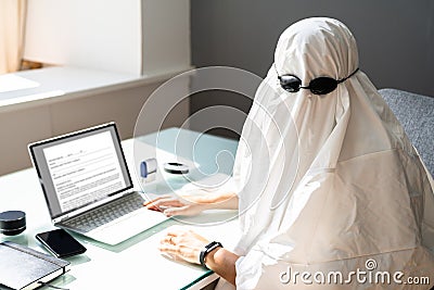 Ghostwriter Writing On Office Computer. Ghost Writer Stock Photo