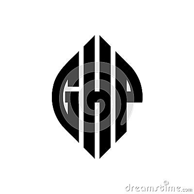 GHP circle letter logo design with circle and ellipse shape. GHP ellipse letters with typographic style. The three initials form a Vector Illustration