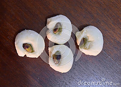 Ghribia, Ghaybe, middle eastern traditionnal shortbread biscuits with pistachio Stock Photo