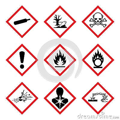 GHS 9 New Hazard Pictogram. Hazard warning sign WHMIS , isolated vector illustration Vector Illustration
