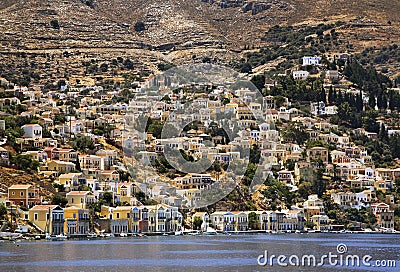 Gialos bay in Ano Symi. Greece Stock Photo