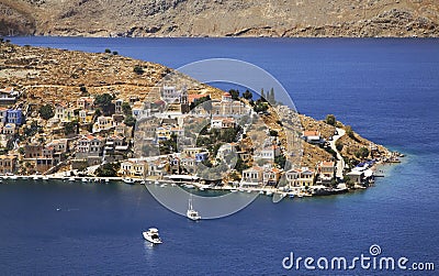 Gialos bay in Ano Symi. Greece Stock Photo