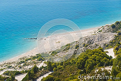 Gialos Beach, Ionian Islands, Lefkada, Greece, aerial view Stock Photo