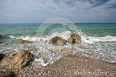 The beautiful Gialos Beach, Greece Stock Photo