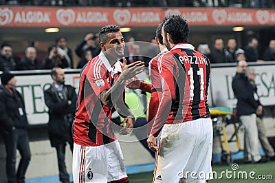Giampaolo Pazzini and Kevin Prince Boateng celebrates after the goal Editorial Stock Photo