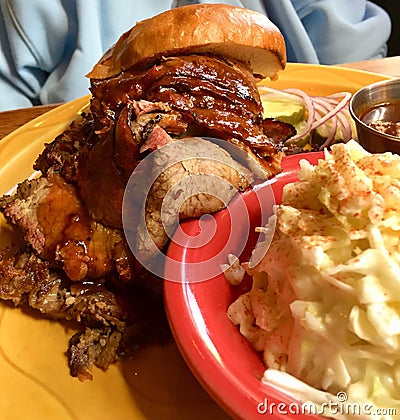 Giant barbecue beef sandwich lunch Stock Photo