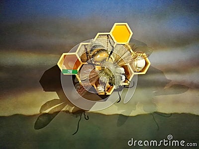 Giant bee in its hive sculpture in the Park Jaime Duque Editorial Stock Photo