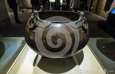 A Giant bronze Cauldron in Museum of Anatolian Civilizations Editorial Stock Photo