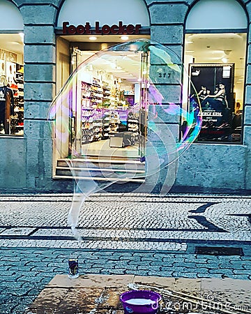 Giant bubble colorful downtown portugal Editorial Stock Photo