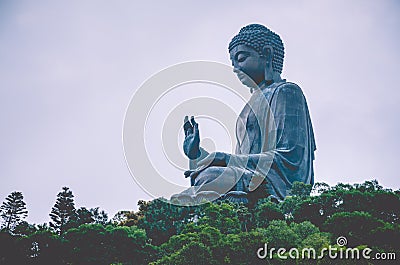 Giant Buddha in Hong Kong, Lantau Island Stock Photo
