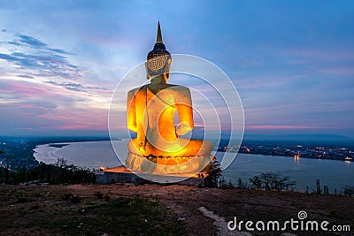 A giant Buddha image statue looking to Mekong river Stock Photo