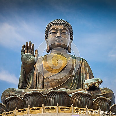 Giant Buddha Statue in Tian Tan Stock Photo