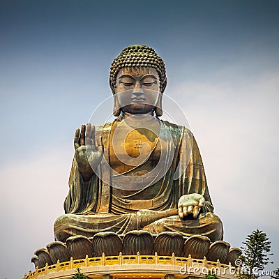 Giant Buddha Statue in Tian Tan Stock Photo